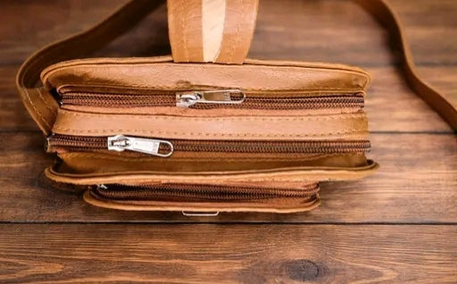 Women Round Woven Straw Sling Bag | Boho Crossbody Bag with Flap Lock | Tan Trim Casual & Beach Use